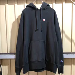 894Champion REVERSE WEAVE パーカー ブラック L チャンピオン リバースウィーブ スウェット ワンポイント刺繍ロゴ 古着卸 アメリカ仕入