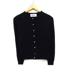 ロペ ROPE ニット カーディガン ショート丈 シンプル ビジューボタン 切替リブ 長袖 丸首 ウール 毛 M ブラック 黒 /HT5