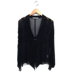 グレースコンチネンタル GRACE CONTINENTAL シルク シアー カーディガン テーラード フリル シワ加工 36 黒 ブラック /NT17