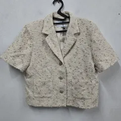 正規品/L ウール レディース 半袖 ツイード ジャケット