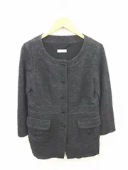 コルディア CORDIER ワンピース ひざ丈 前開き 無地 シンプル ウール 長袖 1 チャコールグレー 灰 /TT52のサムネイル