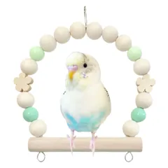 日本製 インコ ブランコ 安心安全素材 天然木 セキセイインコ 文鳥 小鳥 小動物 中鳥 オカメインコ Bird Swing タイプTC レインボー TC22 グリーン Ｓサイズ