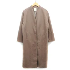 アースミュージック&エコロジー EARTH MUSIC & ECOLOGY ノーカラー コート ロング 無地 シンプル Vネック F ダークベージュ /HT29