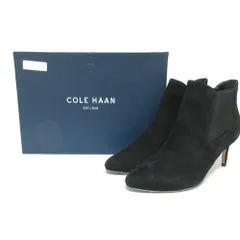 美品 COLE HAAN コールハーン スエード ピンヒール ポインテッドトゥ サイドゴア ショートブーツ 7.5 B 24.5cm相当 ブラック レディース 古着 中古 USED