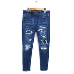 アメリカンイーグル AMERICAN EAGLE デニム ジーンズ スリム ひげ加工 ダメージ加工 ストレッチ コットン混 6 青 ブルー /NT16