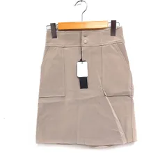 ジーナシス JEANASIS タグ付き スムースVレザー ハイウエスト ミニ スカート 無地 S ベージュ /FT22