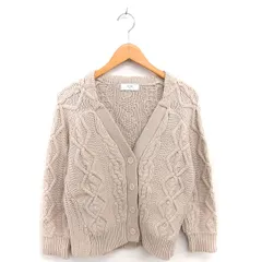 スローブ イエナ SLOBE IENA  カーディガン ニット ケーブル編み 厚手 ウール 長袖 F ベージュ 薄茶 /TT