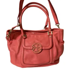 良品 TORY BURCH トリーバーチ アマンダ レザー 2way トートバッグ ハンドバッグ ショルダーバッグ コーラルピンク レディース 古着 中古 USED