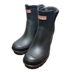 美品 HUNTER ハンター サイドゴア ショートブーツ レインブーツ US7 24cm相当 ブラック レディース 古着 中古 USED
