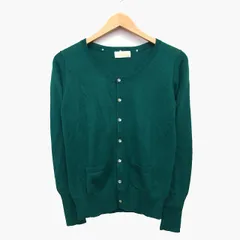 ダブルクローゼット w closet ニット カーディガン 長袖 丸首 ウール混 無地 シンプル 切替リブ F グリーン 緑 /HT19