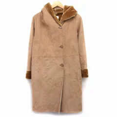 サマンサモスモス SM2 ブルー blue フード コート ミドル丈 裏ボア スエード調 ロールアップ M ライトブラウン 茶 /HT6