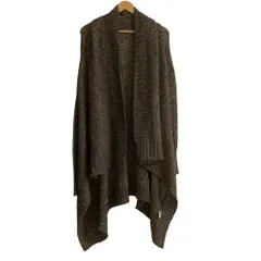 美品 Ralph Lauren ラルフローレン ショールカラー ロング ニットカーディガン Sサイズ ブラウン ゴールドカラー レディース 古着 中古 USED