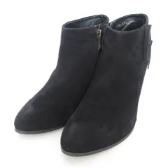 美品 LANVIN en Bleu ランバンオンブルー スエード ショートブーツ 23.5cm ブラック レディース 古着 中古 USED