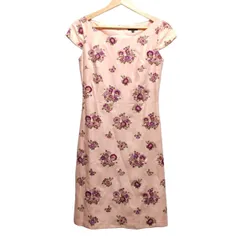 TOCCA(トッカ) ワンピース サイズ0 XS レディース美品  - ライトピンク×パープル×マルチ 半袖/ひざ丈/花柄/刺繍