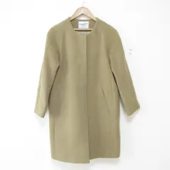 美品 Deuxieme Classe ドゥーズィエムクラス ノーカラーコート 36 キャメル レディース 古着 中古 USED