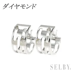 K14WG ダイヤモンド フープ ピアス