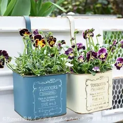 プランター ヴィンテージ調 錬鉄製 鉢植え 植木鉢 エレガント ホワイト ブルー フラワーバスケット ガーデニング 雑貨 ガーデン雑貨 ガーデンインテリア ガーデン インテリア 庭の装飾 お洒落 おしゃれ 8-14