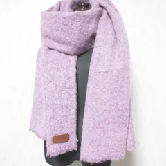 美品 LAUREN RALPH LAUREN ローレンラルフローレン ロゴ レザータグ 大判 ストール マフラー パープル レディース 古着 中古 USED