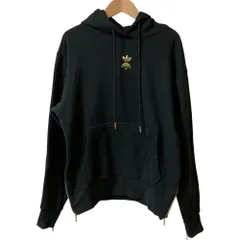 美品 adidas Originals アディダスオリジナルス トレフォイルロゴ サイドジップ スウェット パーカー フーディー Ｍ ブラック レディース 古着 中古 USED