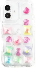 竹下工房 可愛いをとじこめよう。 ぽこぽこ スマホケース《SNSで話題》シャカシャカスマホケース かわいい おしゃれ おはじき シール デコる (クリア,  iPhone16)