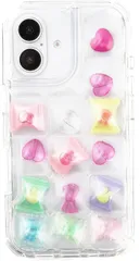 竹下工房 可愛いをとじこめよう。 ぽこぽこ スマホケース《SNSで話題》シャカシャカスマホケース かわいい おしゃれ おはじき シール デコる (クリア,  iPhone17)