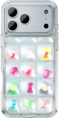 竹下工房 可愛いをとじこめよう。 ぽこぽこ スマホケース《SNSで話題》シャカシャカスマホケース かわいい おしゃれ おはじき シール デコる (クリア,  iPhone17pro)のサムネイル