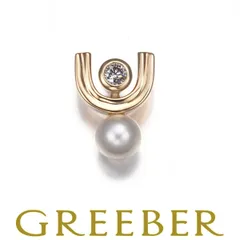 ヒロタカ ピアス 真珠 4.5mm ダイヤ ダイヤモンド 0.05ct ベルーガ 片耳 K10YG #181082