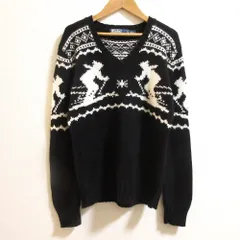 美品 POLO BY RALPH LAUREN ポロバイラルフローレン カシミヤブレンド 長袖 スキー柄 ニット セーター サイズXS ブラック レディース 古着 中古 USED