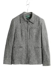 【お得なクーポン配布中!】 90s ローレン ラルフローレン ラム ウール ジャケット レディース S オールド ポロ ツイード フルジップ ブルゾン ヘリンボーン ストライプ