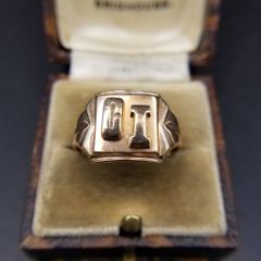 1923年10K カレッジリング ピンキーリング ヴィンテージ シグネット 