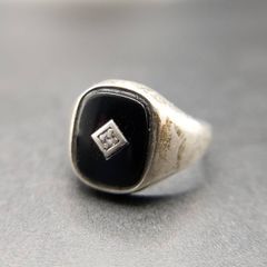 Maison Marglela Paris silver Black ring - メルカリ