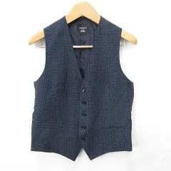 タリアトーレ TAGLIATORE Brilla per il gusto ブリッラペルイルグスト ベスト ジレ Vネック ボタン開き 異素材切替 チェック 無地 紺 ネイビー 46