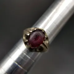 1971年 英国 ヴィンテージ 925 シルバー 赤い石 シグネット リング 銀 指輪 クラシック アールデコ バンド Birmingham ホールマーク Y24-M