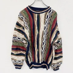 古着 used　CROFT&BARROW　COOGI風アクリルニットセーター　3Dニット　マルチカラー　Mサイズ