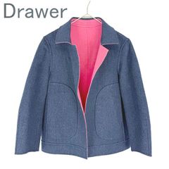 Drawer ノーカラージャケット ネイビー 36 - メルカリ