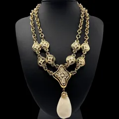 希少 美品 GIVENCHY ジバンシー ゴールド 2連 ネックレス チョーカー 大ぶり ヴィンテージ ジュエリー