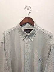 美品　90's　Ralph Lauren　ラルフローレン　シャツ　BIG SHIRT　グリーン　キャンディストライプ　オックスフォード　ボタンダウン　XLサイズ