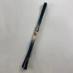 【美品】 帯締め 優品 草花 金銀糸 藍色 正絹 和装小物  【中古】