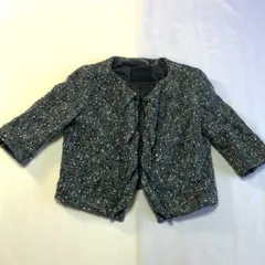 【ANTEPRIMA】ツイードジャケット／ブラック×ホワイト／ノーカラー／高級感／美品／アンテプリマのサムネイル