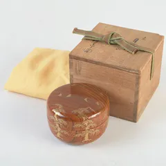 塗師 谷川真斎作 紅葉蒔絵 平棗 茶道具 共箱 C761 塗師 谷川真斎作