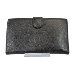 【人気・美品】CHANEL シャネル ココマーク キャビアスキン がま口 二つ折り 財布 ウォレット 9番台  ブラック 黒色 ゴールド金具 金色 レザー 本革 レディース メンズ ユニセックス