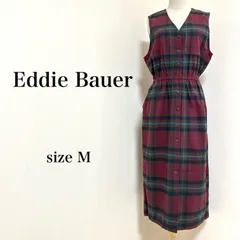 Eddie Bauer エディーバウアー ワンピース ロング ノースリーブ  羽織 厚地 チェック パープル  Mレディース 古着 匿名配送 送料無料 【3-419】