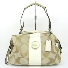 コーチ ショルダーバッグ ハンドバッグ シグネチャー ストライプ 2way 鞄 ブランド レディース ベージュ COACH 【中古】