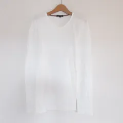 美品 BURBERRY バーバリーロンドン Vネック ロングスリーブ ニット カットソー L ホワイト レディース 古着 中古 USED