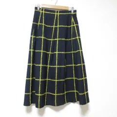 美品 UNITED ARROWS ユナイテッドアローズ チェック フレアスカート サイズ38 ブラック イエロー レディース 古着 中古 USED