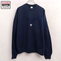 90s GUESS スウェット USA製 フルーツオブザルーム vintage 希少‼️90s USA製 GUESS スウェット XL フルーツオブザルーム 紺