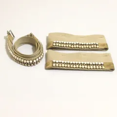 S Max Mara エスマックスマーラ ビジュー ベルト 袖トリム カフス つけ袖 2点セット ベージュ レディース 古着 中古 USEDのサムネイル