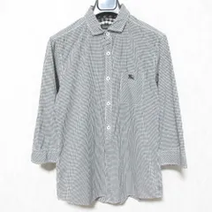 美品 BURBERRY BLACK LABEL バーバリーブラックレーベル ギンガムチェック シャツ D1M14-513-06 サイズ2 ブラック ホワイト メンズ 古着 中古 USED
