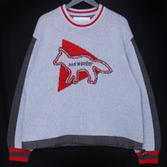 MAISON KITSUNE × AND WANDER knit pullover サイズ2 ブルー 574-3284908