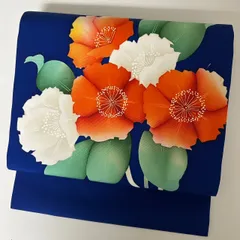 名古屋帯 塩瀬 素敵な花柄の染め 九寸 正絹 着物 MA-1189